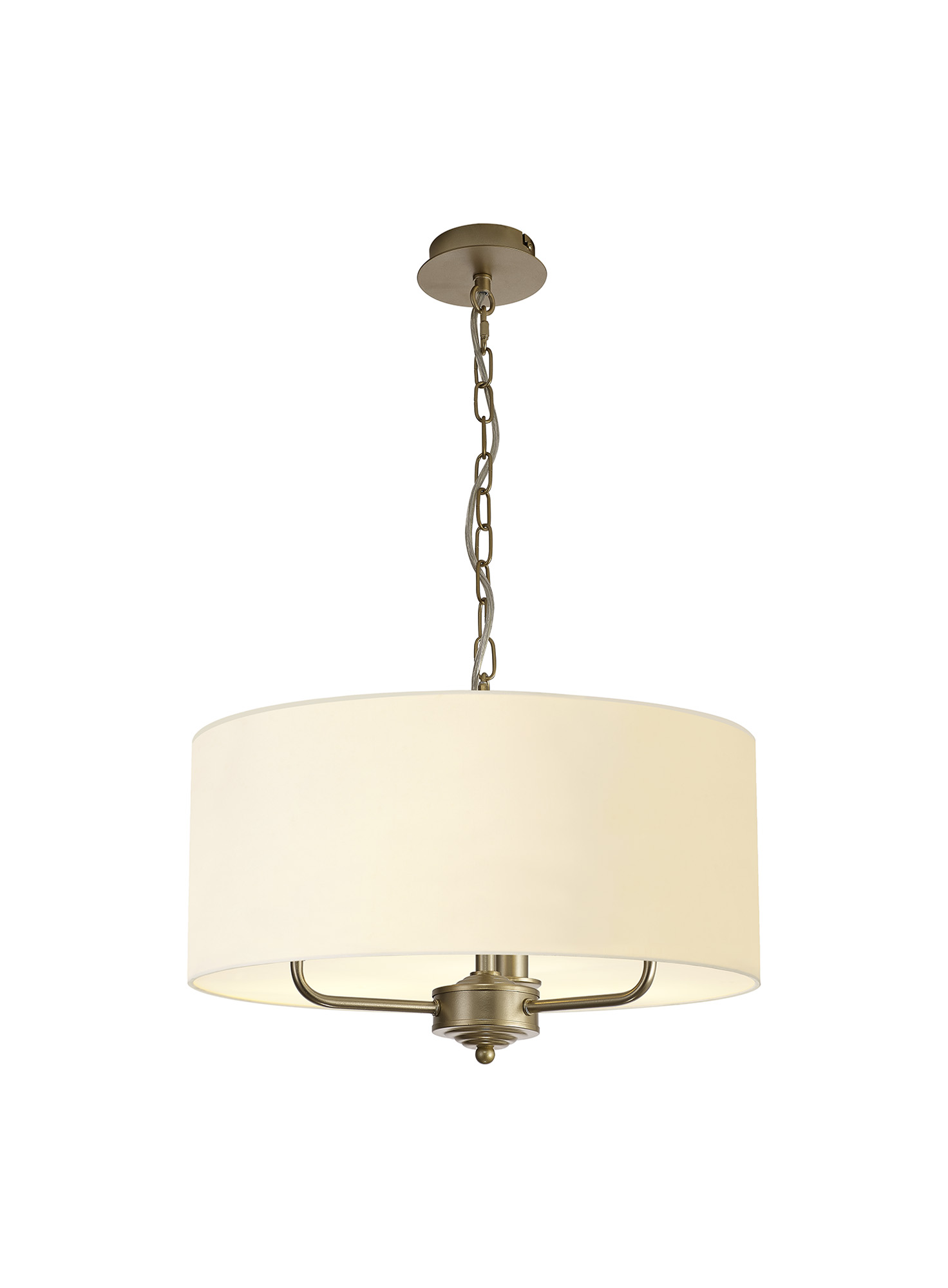 DK0971  Banyan 50cm 3 Light Pendant Champagne Gold, Ivory Pearl/White